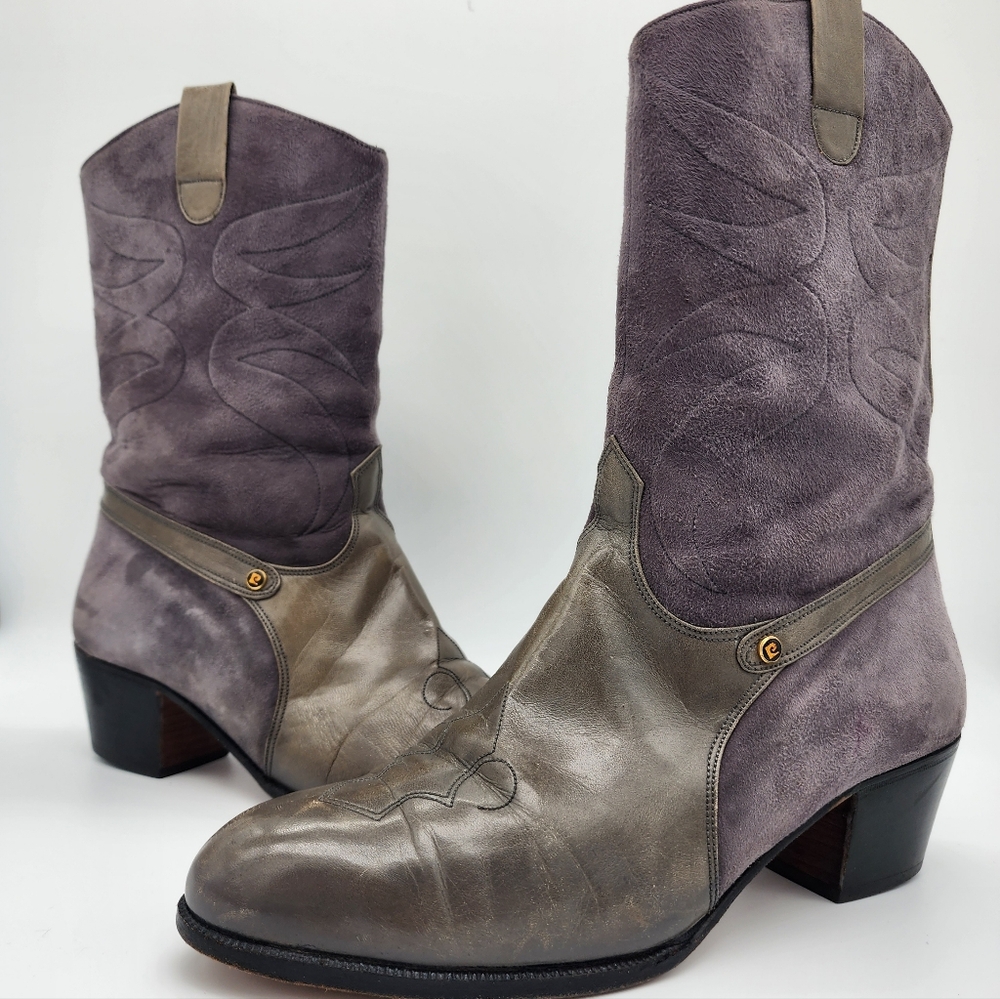 Pierre Cardin 80's Vintage Western Style Leather Boots Two Tone Size 9 - Picture 2 of 16